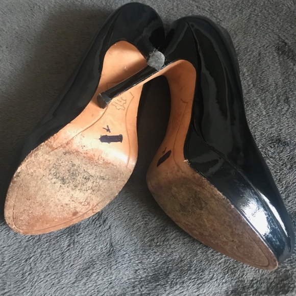 Joan & David Black Flipp Patent Leather Stiletto Platform High Heels Pumps 7M - Picture 2 of 4